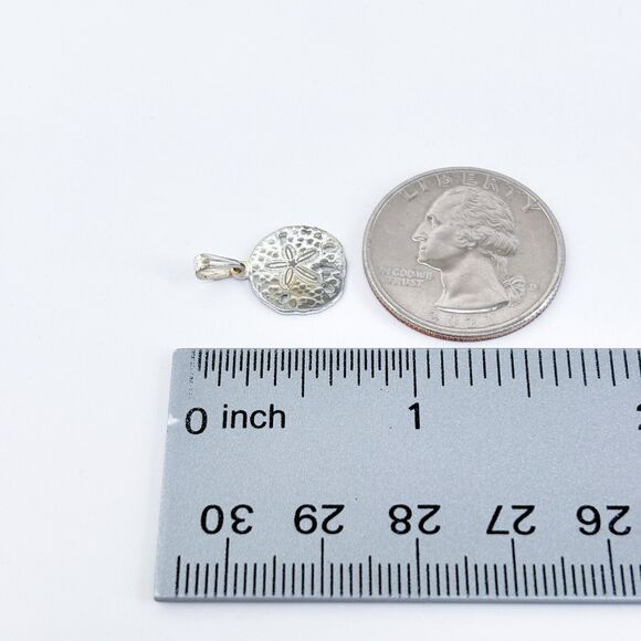 Vintage Silver-Plated Textured Sand Dollar Beach Jewelry Pendant - Picture 5 of 6